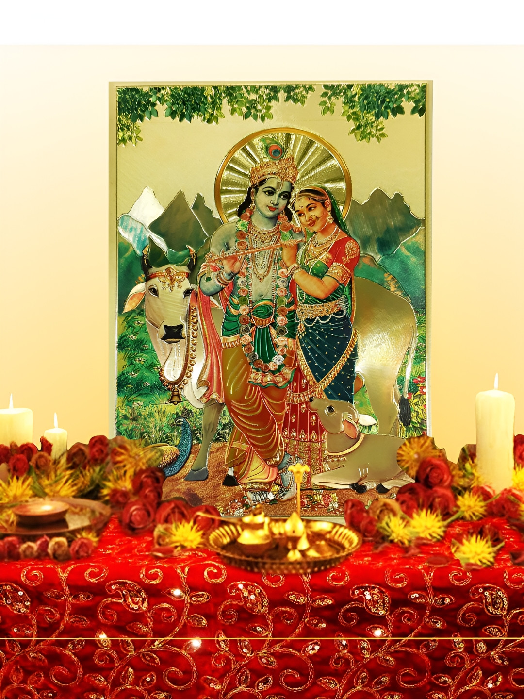 Hawai 24k Gold Plated Radha Krishna Wall Art