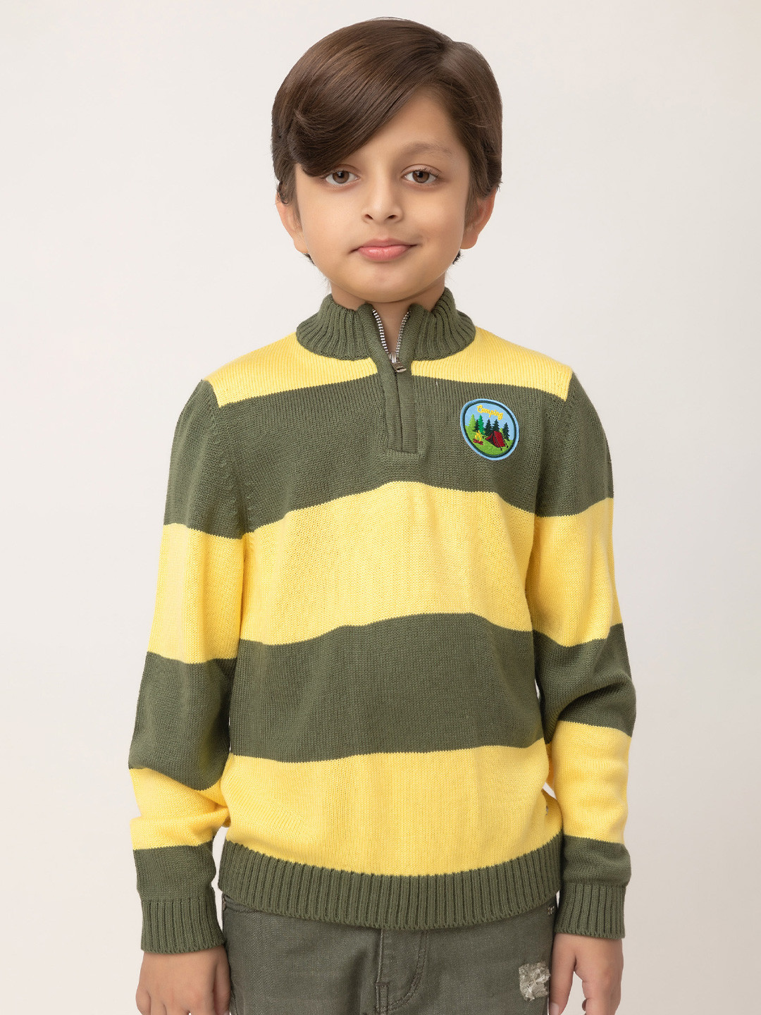 Purple United Kids Boys Olive-Lime Yellow Sweater