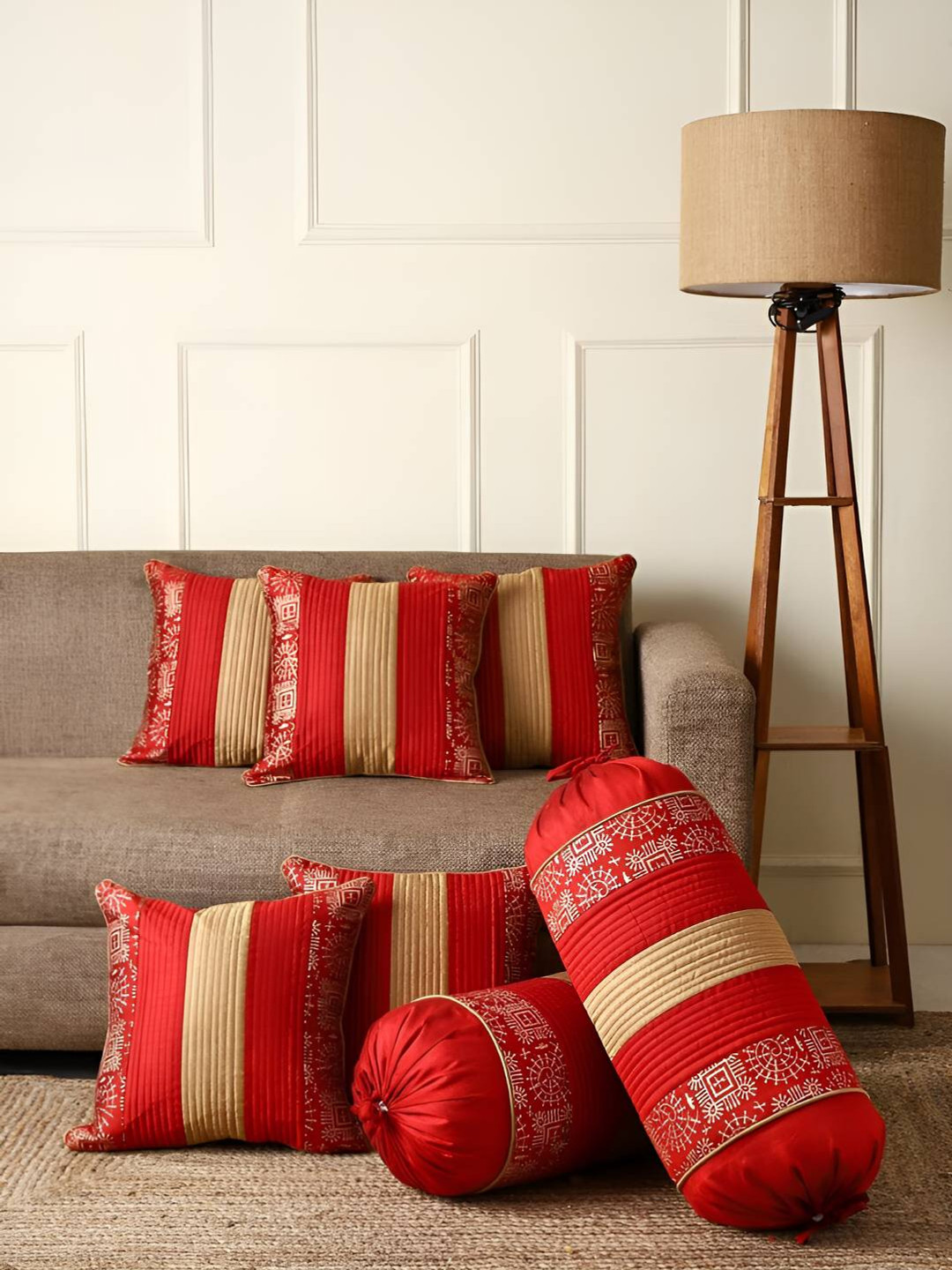 Stuff N' Fluff Ethnic Motifs Polyester Quick-Dry 7 Pcs Textured Cushion Covers -16x16In