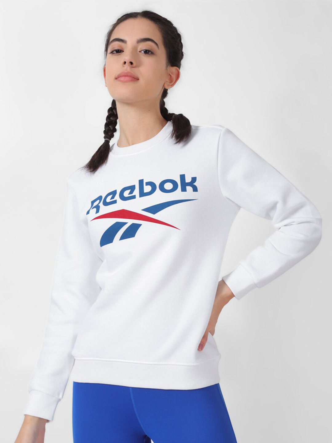 Reebok Brand Logo Printed Round Neck  Ri Bl Fleece Sports Pullover Sweatshirt