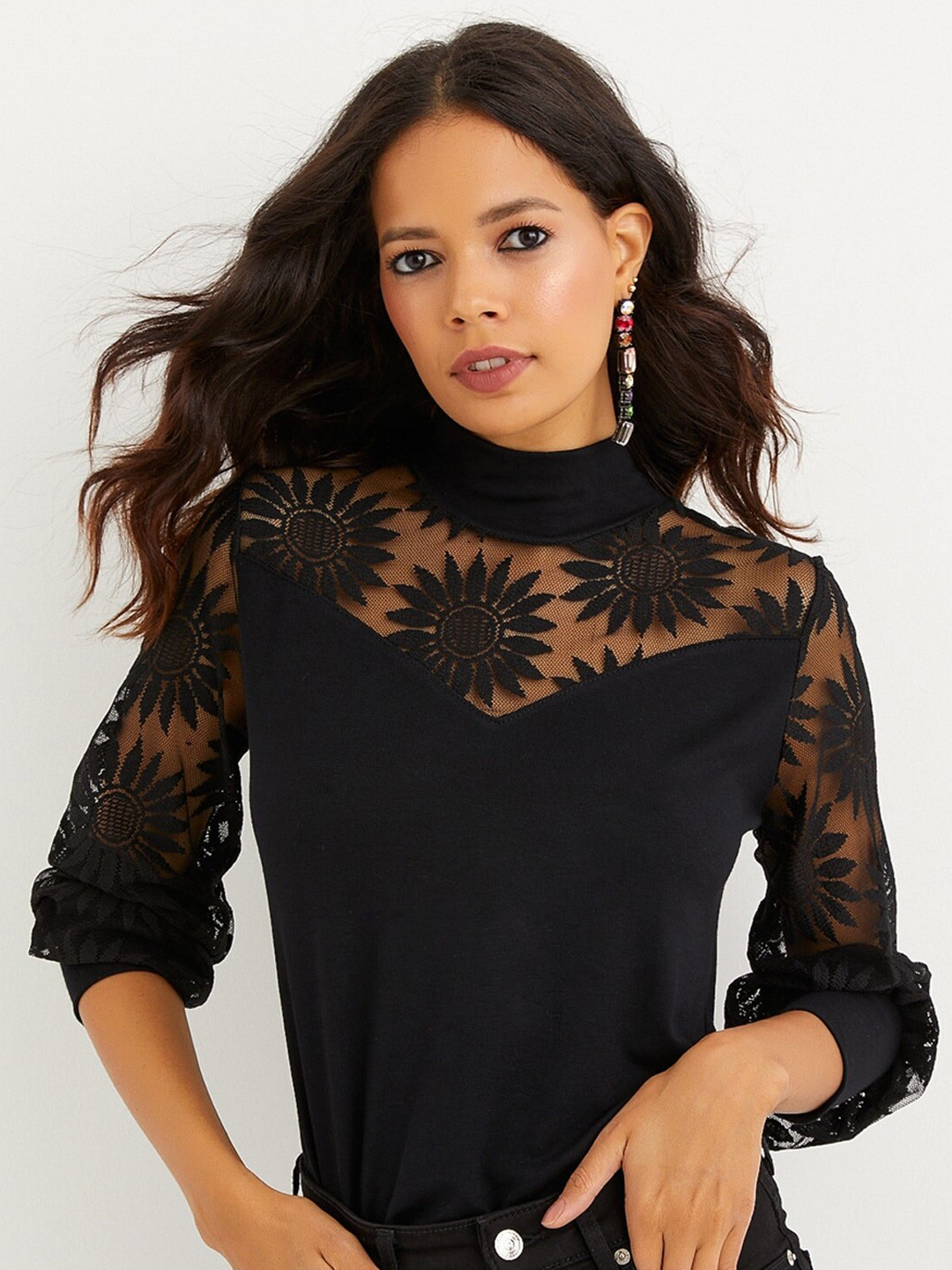 Cool & Sexy Self Design High Neck Top