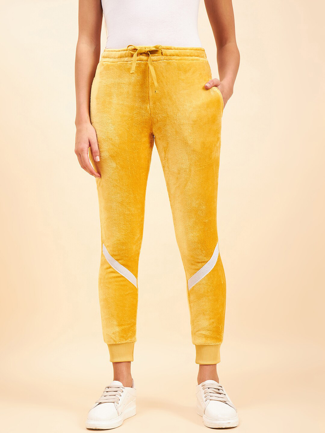 Sweet Dreams Women Mustard Yellow High Rise Cotton Joggers