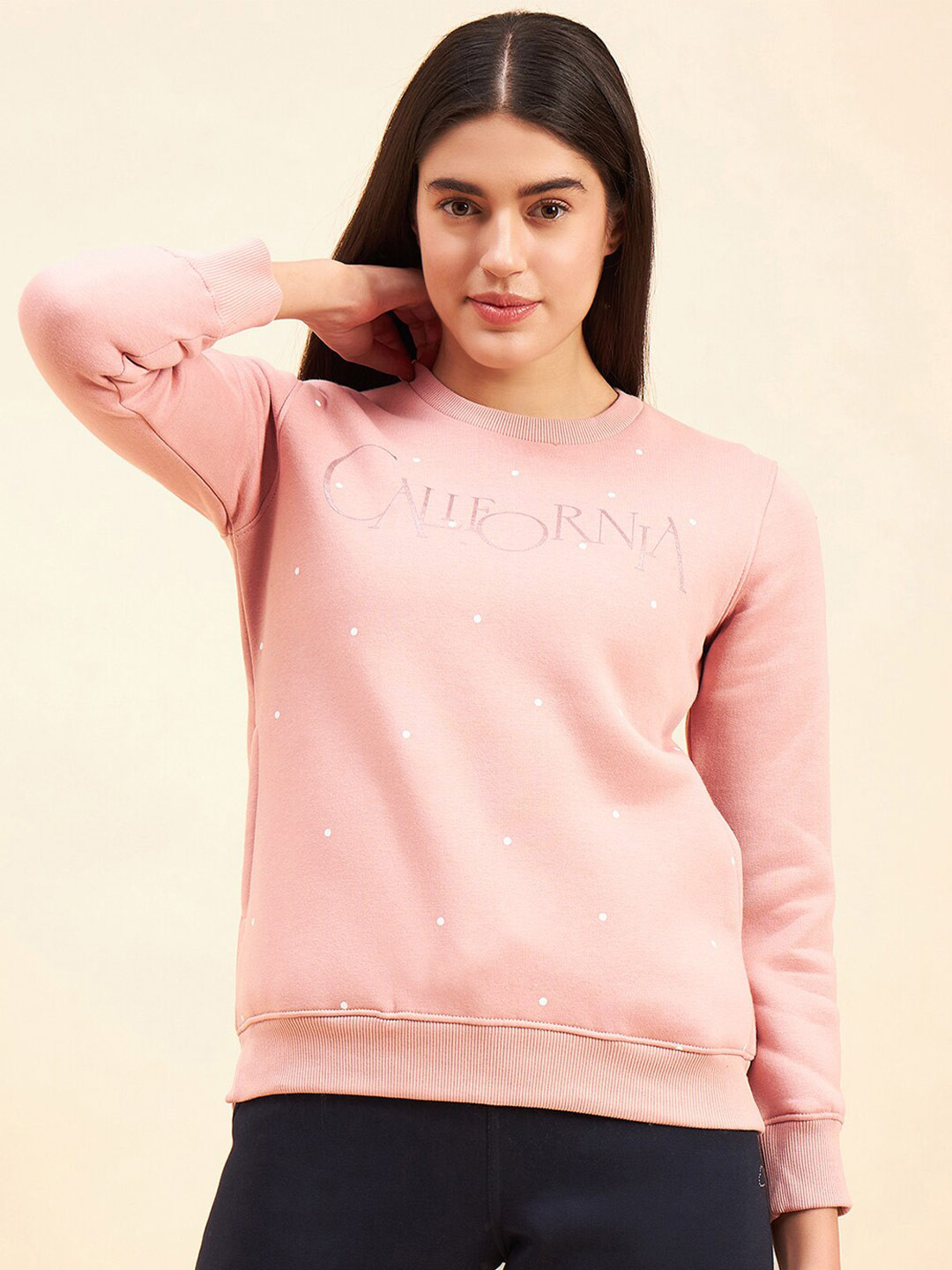 Sweet Dreams Pink Geometric Printed Fleece Pullover Sweatshirt