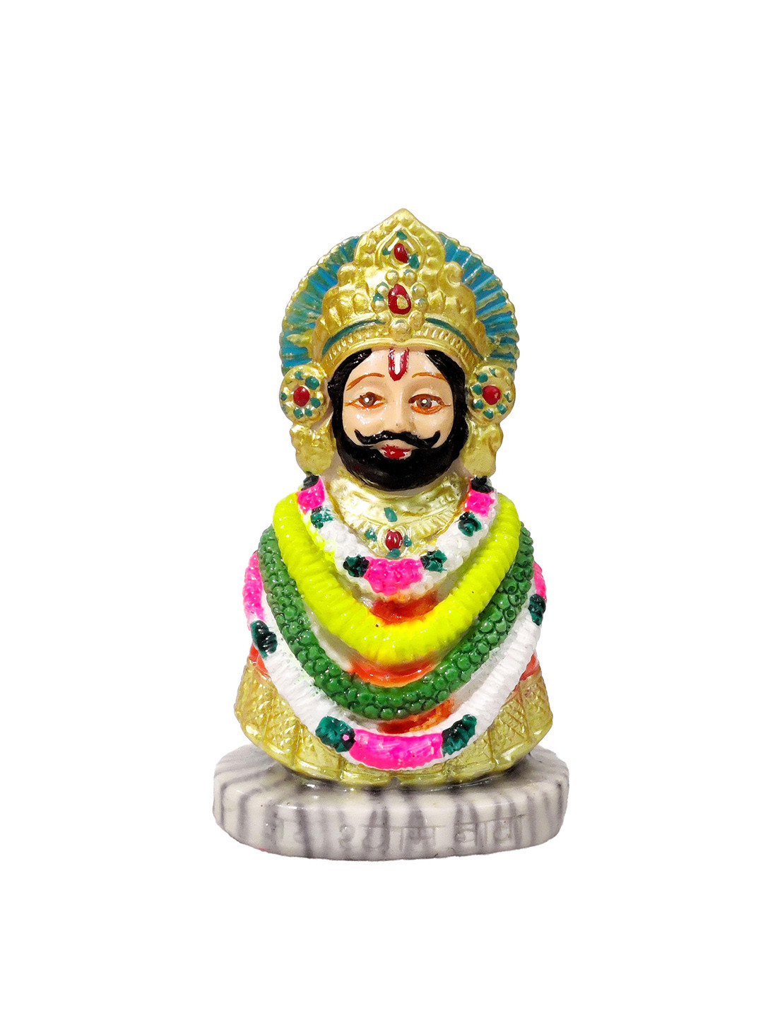 GLOOKS Khatu Shyam Gold Marble Glossy Prayer Room Medium Showpiece - 1.6 Inches