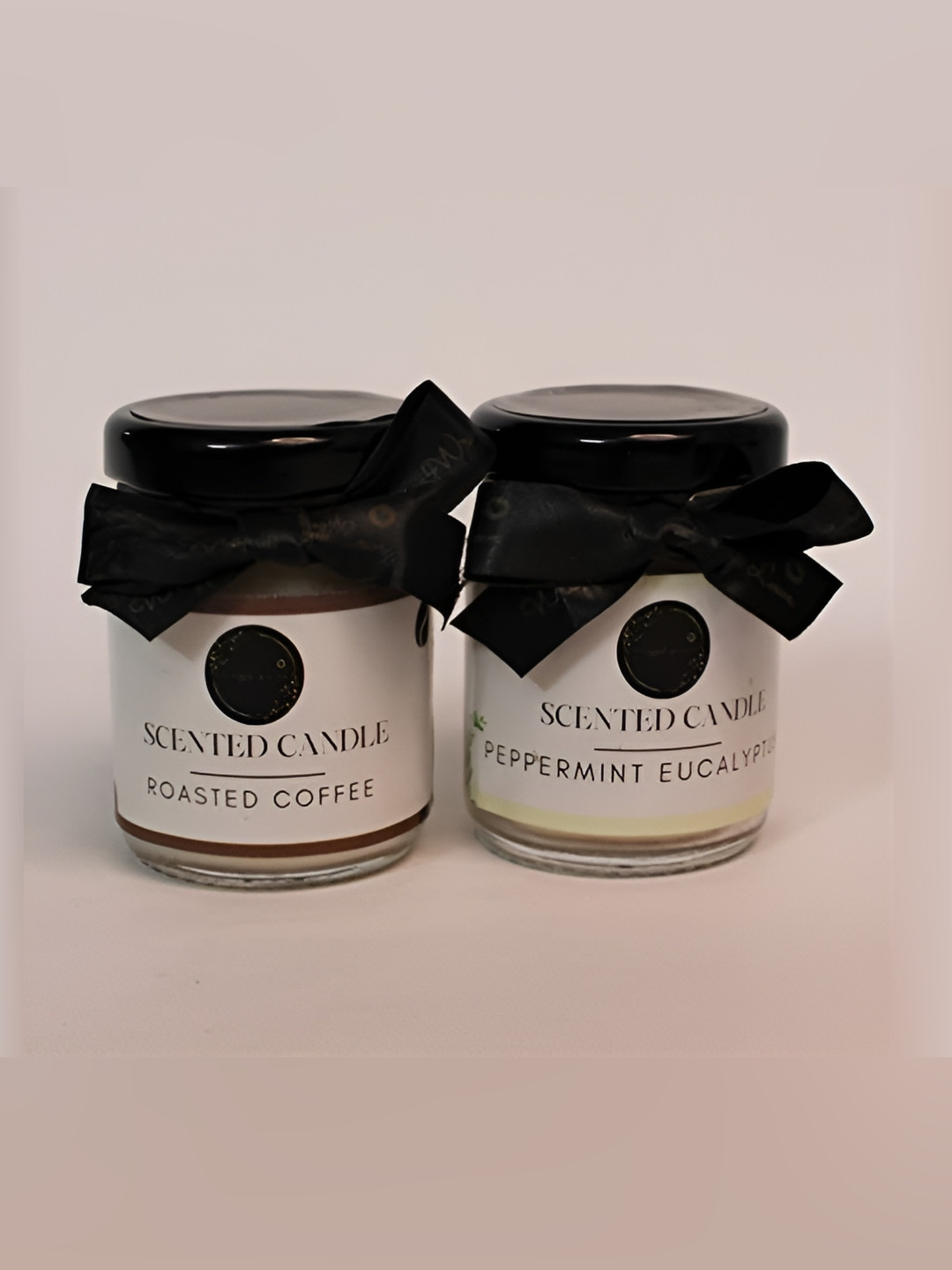 Wrapped up Love White 2Pcs Roasted Coffee and Peppermint Eucalyptus Solid Jar Candles