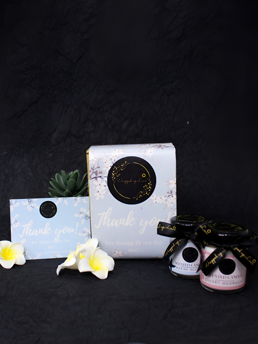 Wrapped up Love White Mini Soya Gifting Set 2Pcs Marine Melody and Cherry Magnolia Jar Candles