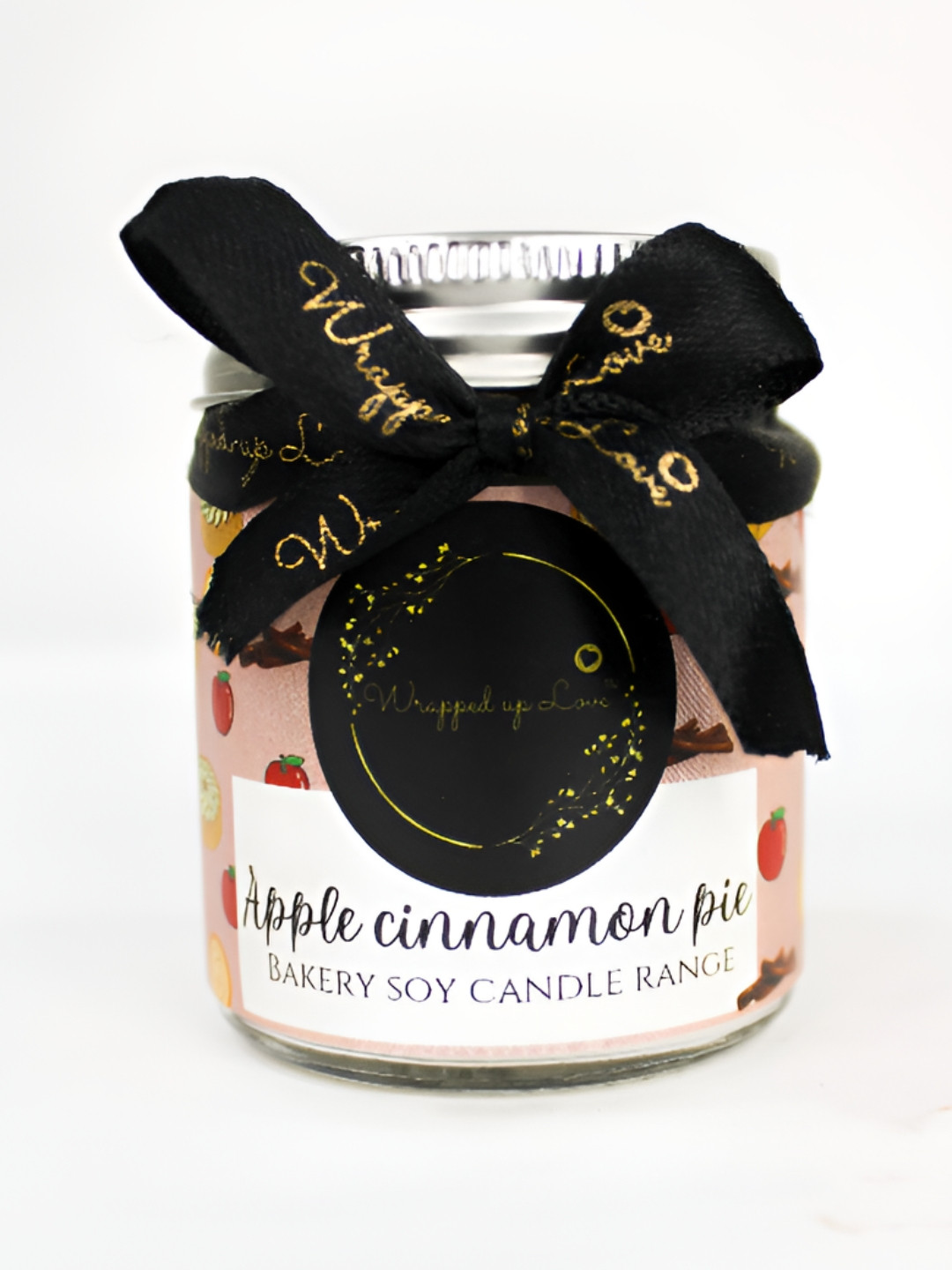 Wrapped up Love White Bakery Range Apple Cinnamon Solid Geometric Regular Jar Candles