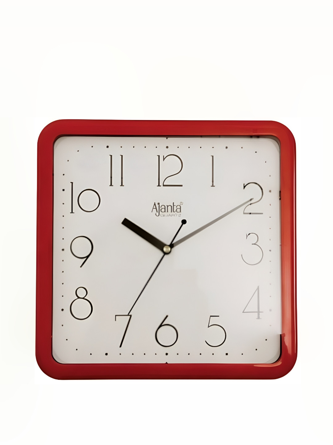 Ajanta Red Glass Large Display Square Battery Analogue Wall Clock