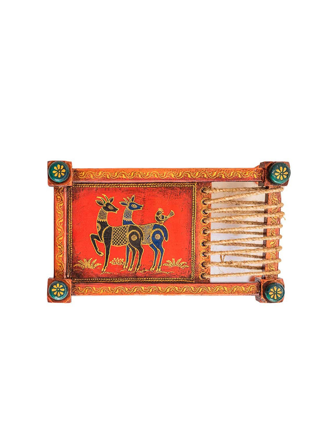 Indune Lifestyle Deer Mini Khaat Red Wood Natural Living Room Small Showpiece - 2.8 Inches