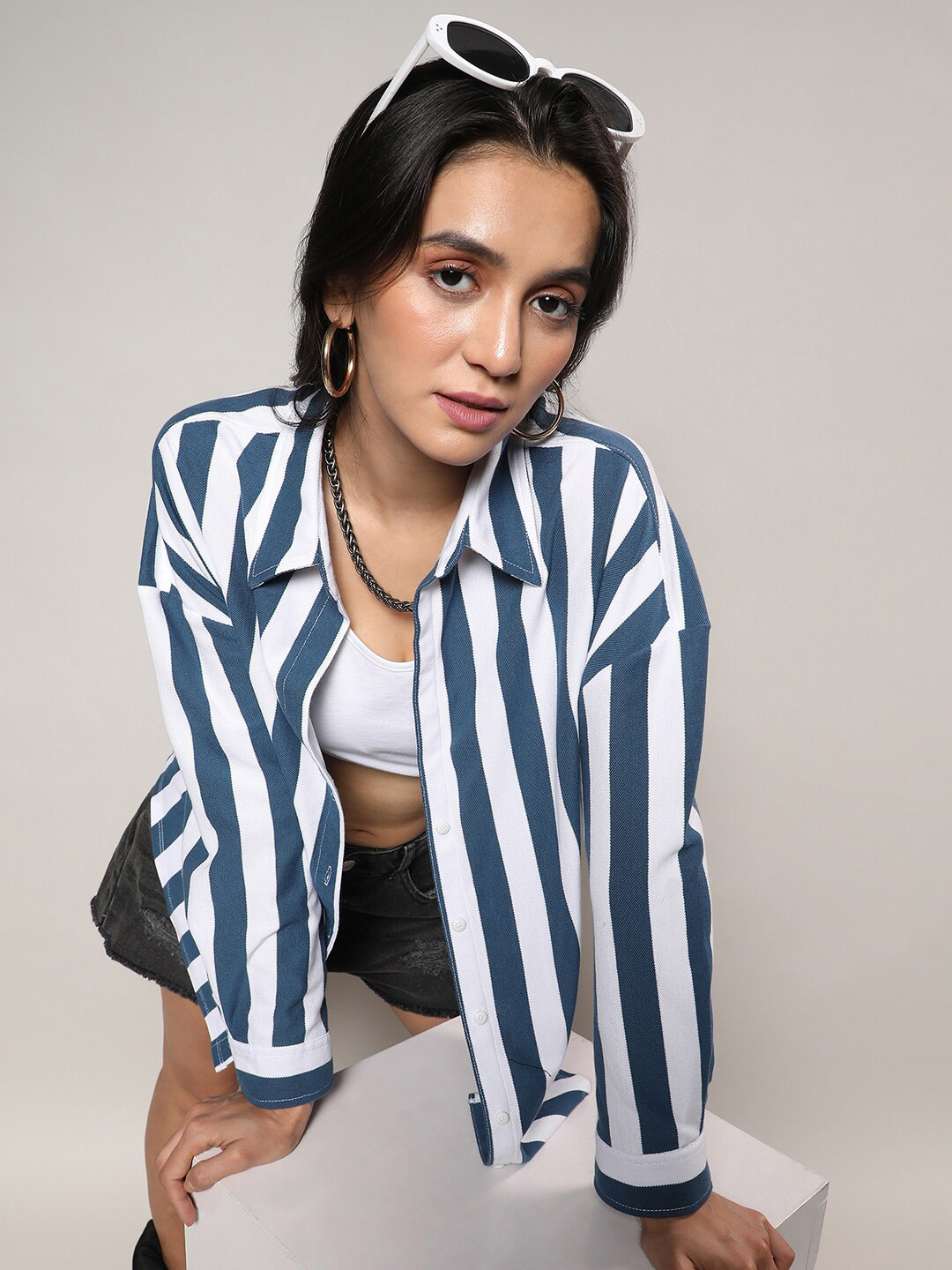 Campus Sutra New Multi Striped Spread Collar Cotton Casual Shirt