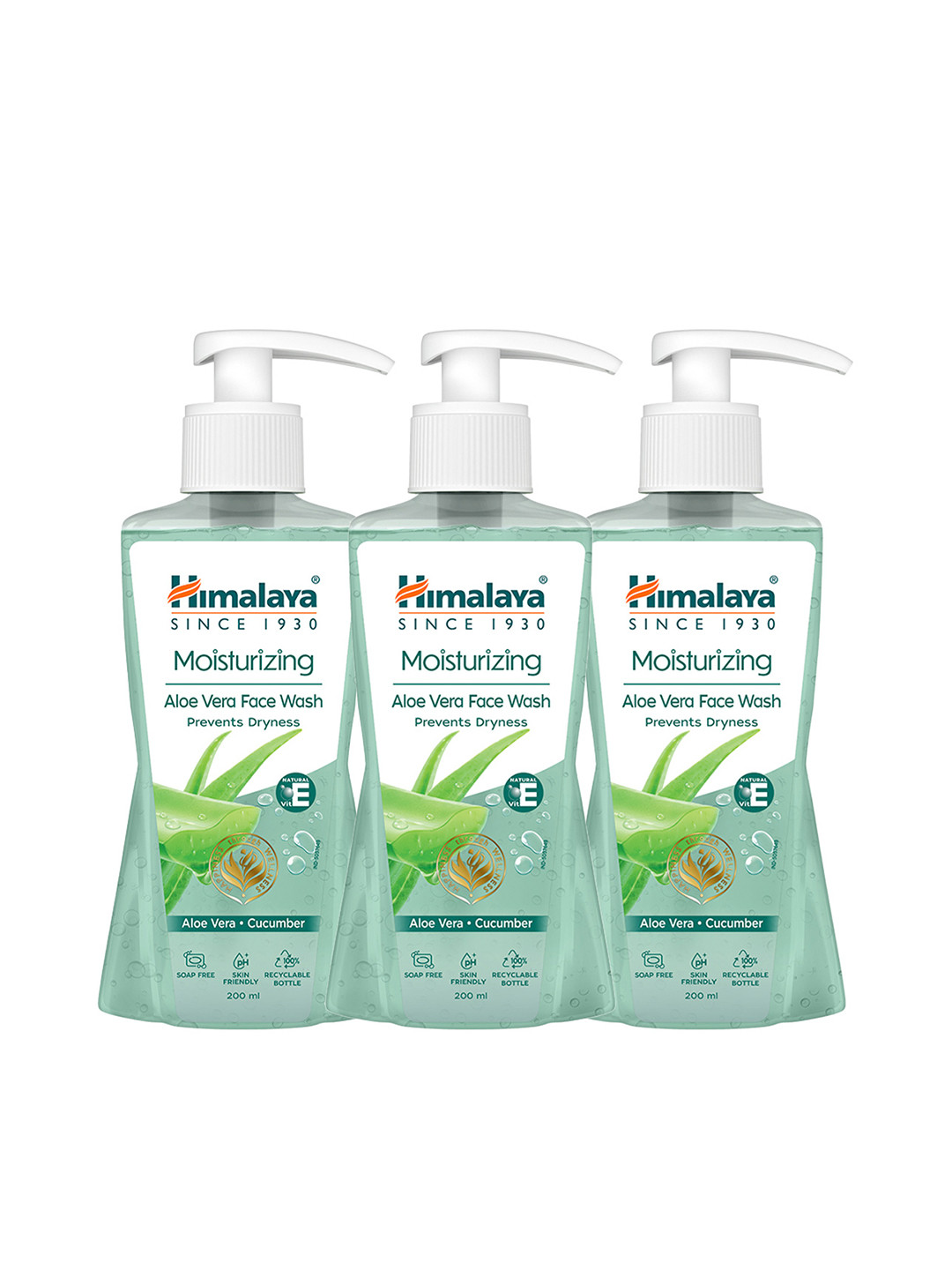 Himalaya Set Of 3 Moisturizing Aloe Vera Face Wash With Natural Vitamin E - 200ml Each