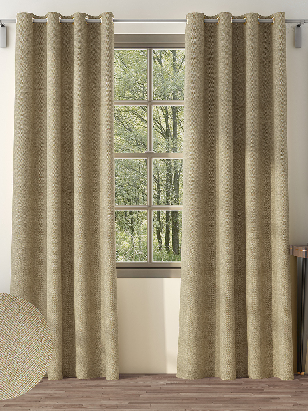 Nefertiti Home Brown 2 Pieces Black Out Long Door Curtains