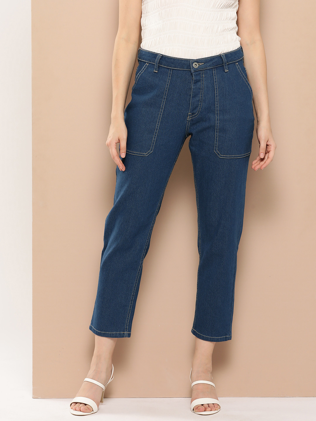 Chemistry Women Boyfriend Fit Stretchable Cropped Jeans