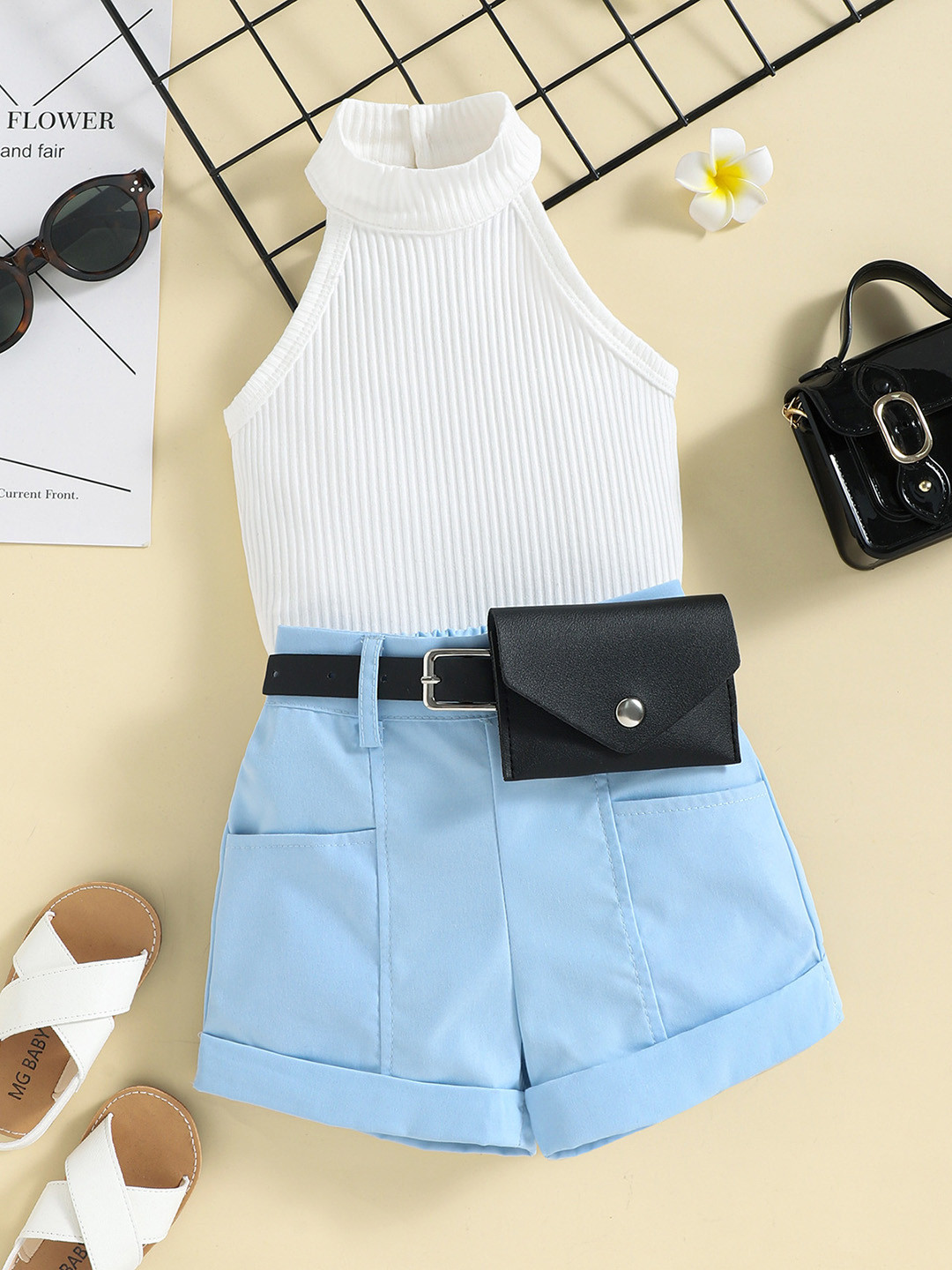 INCLUD Girls Blue Top with Shorts