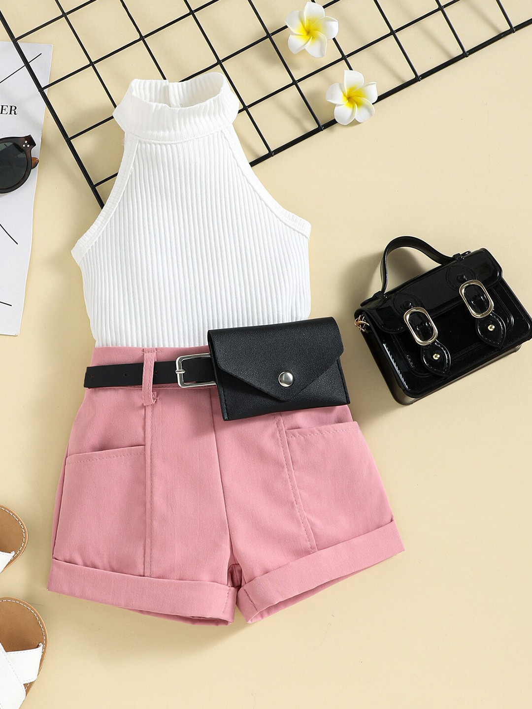 INCLUD Girls Halter Neck Top With Shorts