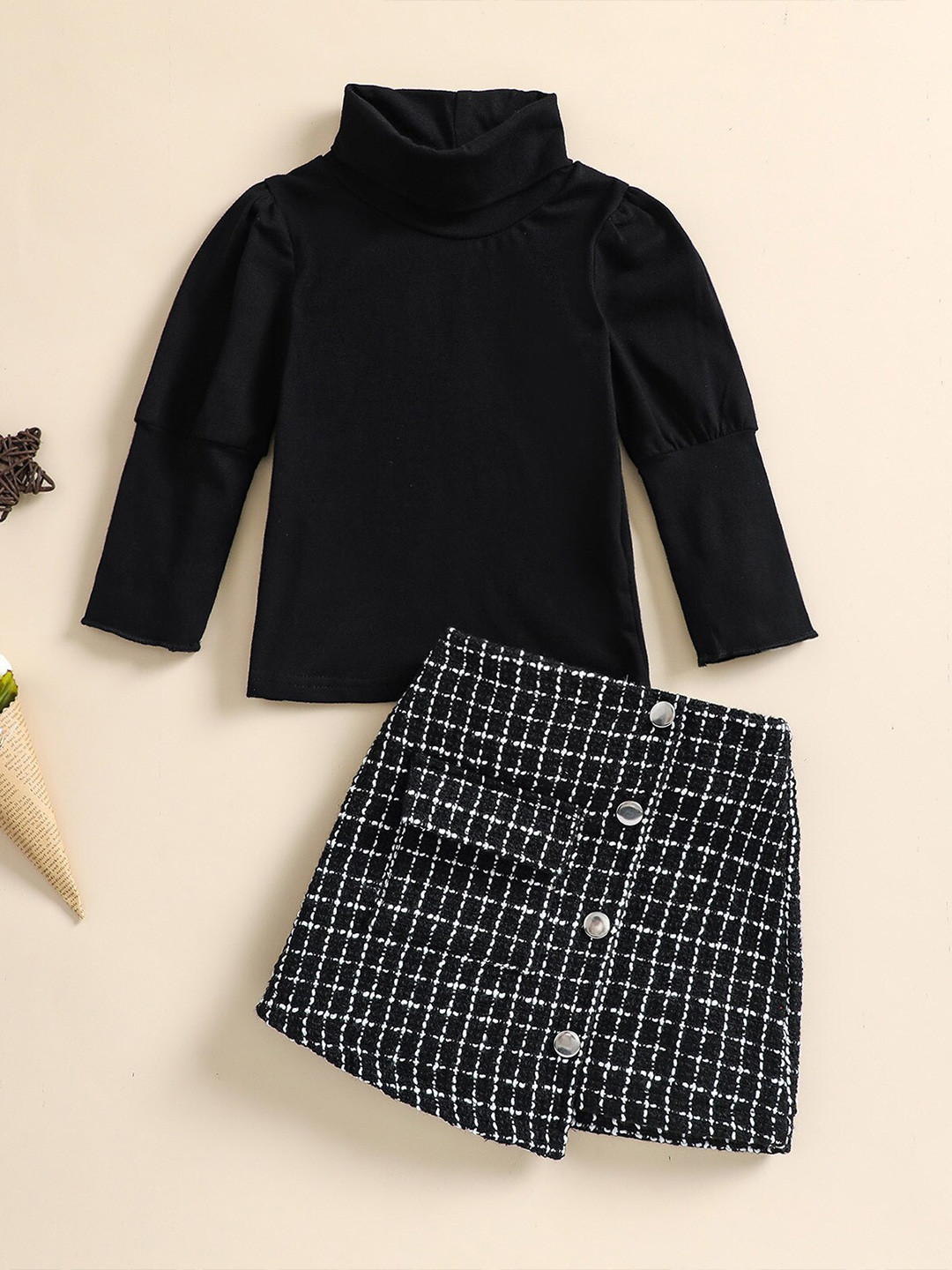 INCLUD Girls Turtle Neck Top With Pencil Skirt