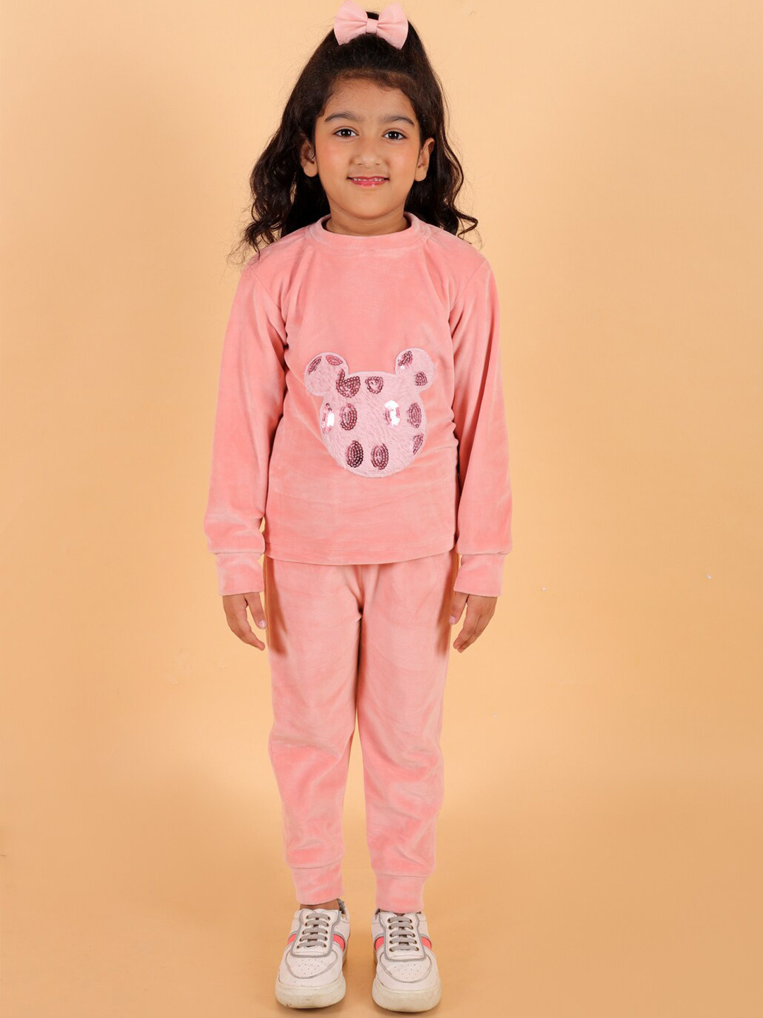 Stuffie Land Girls Round Neck Long Sleeves Applique Night suit