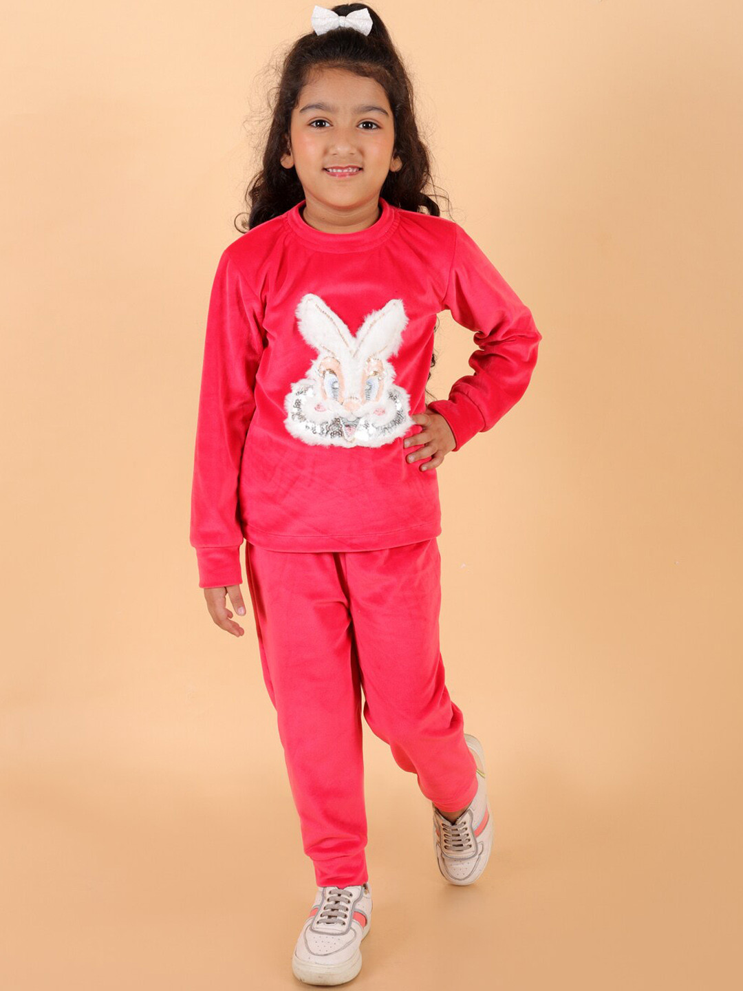 Stuffie Land Girls Round Neck Long Sleeves Applique Night suit