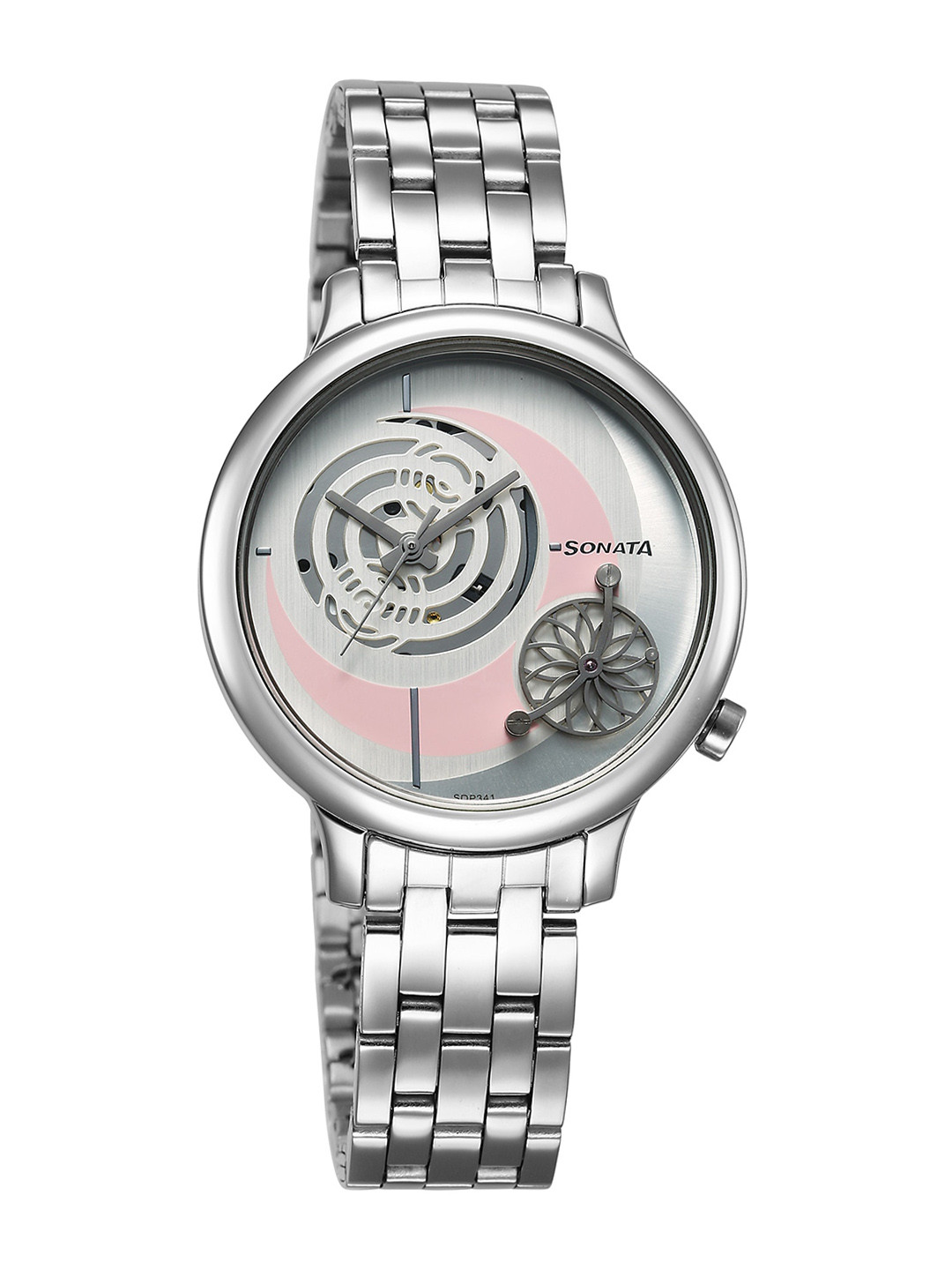 Sonata Women Textured Dial & Metal Straps Analogue Watch 8190SM03