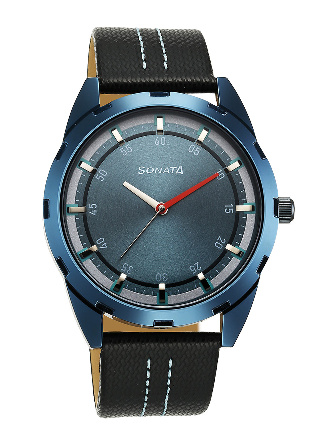 Sonata Men Printed Dial & Leather Straps Watch 7149QL02