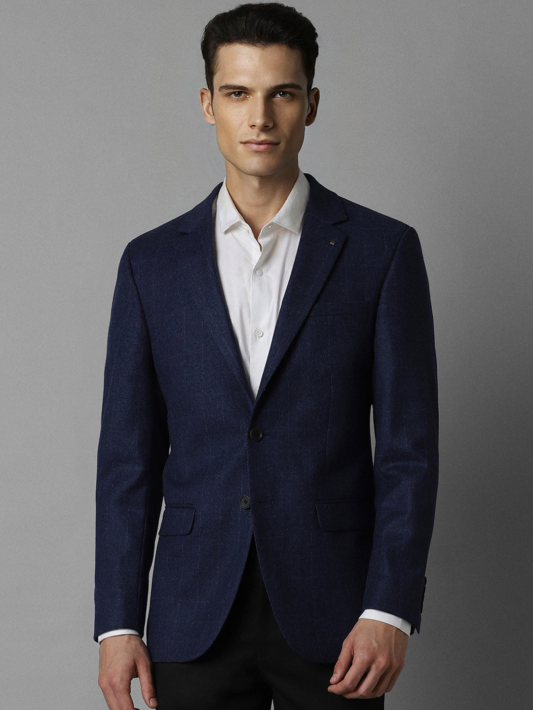 Louis Philippe Checked Single Breasted Woollen Formal Blazer