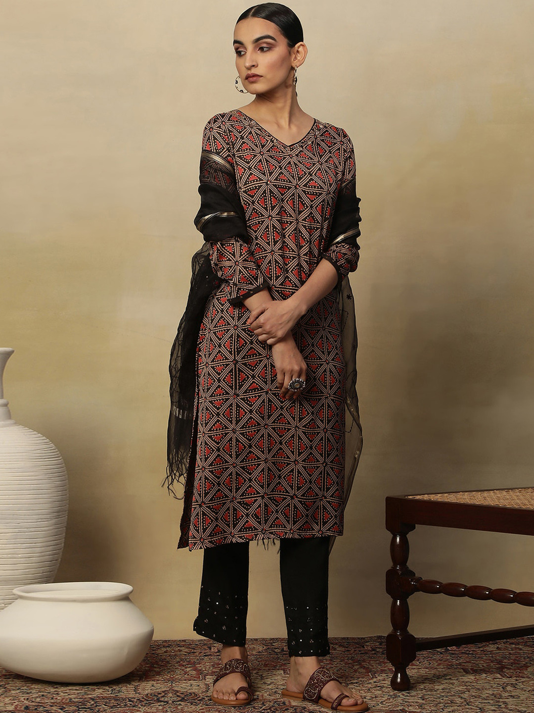 Folk Song  BroFolk Song n Ethnic Motifs Printed Thread Folk Song ork Kurta