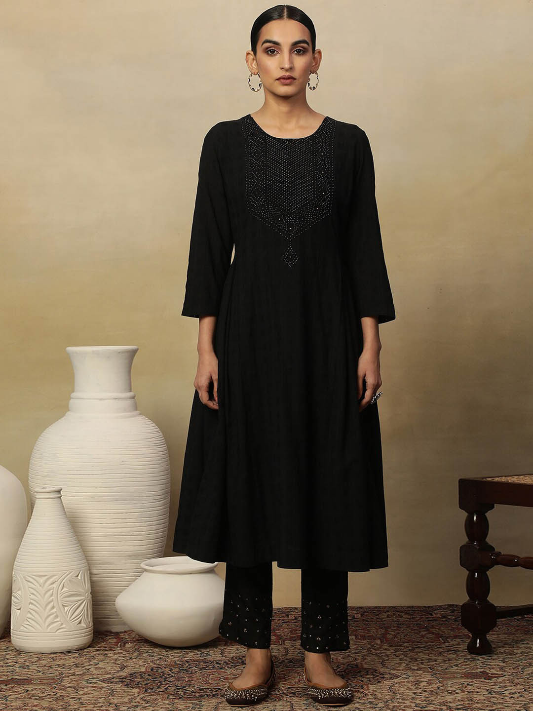 Folk Song  Embellished Beads and Stones A-Line Kurta