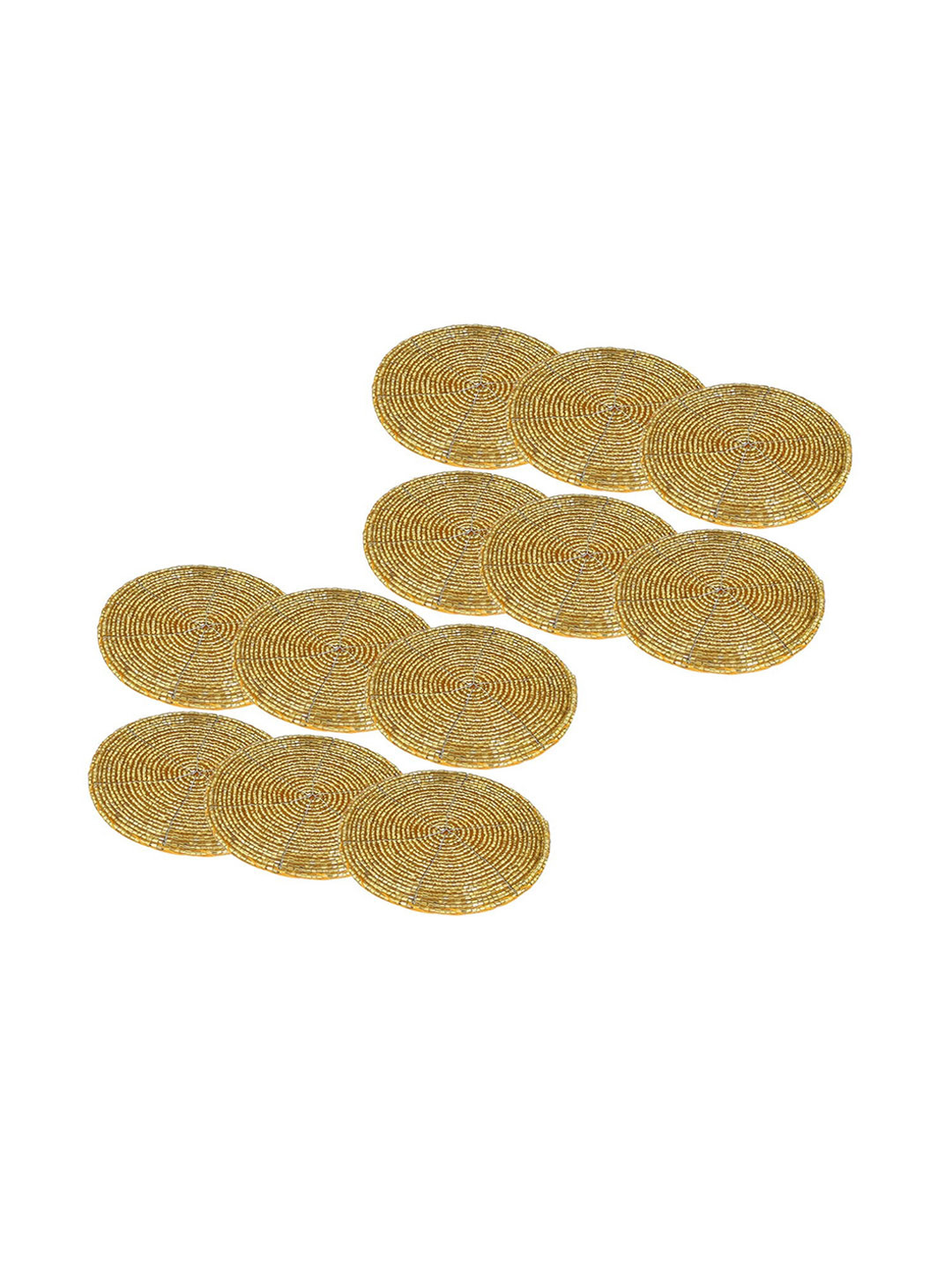 PRISHA INDIA CRAFT 11-Pcs Gold-Toned Beaded Coasters