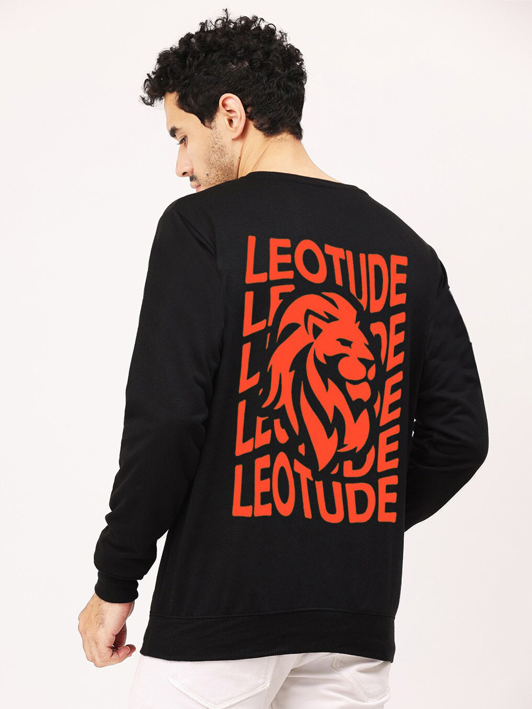 Leotude Brand Logo Printed Fleece Pullover Sweatshirt