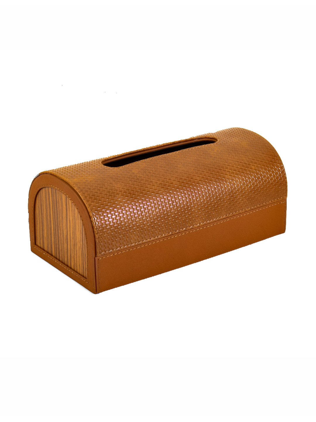 ICHKAN Capsule Tan Textured Vegan Leather Half Tissue Holder