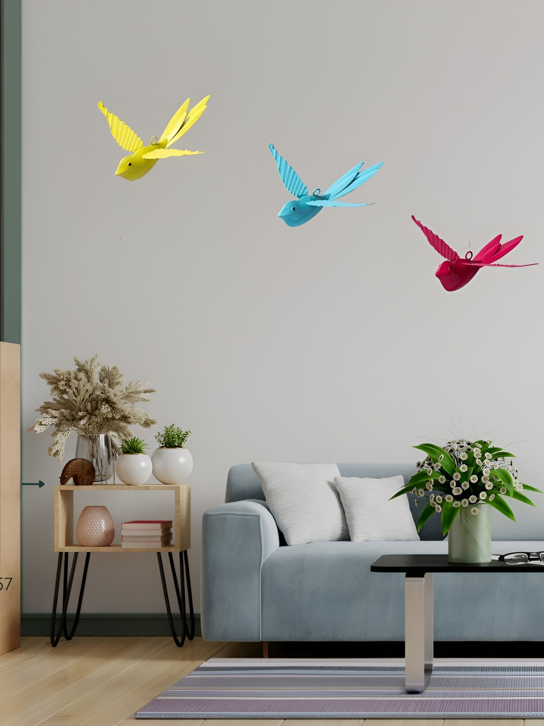 dudki Bird Metal Matte Hanging Hall 3Pcs Decorative Bird Cage-4.3In