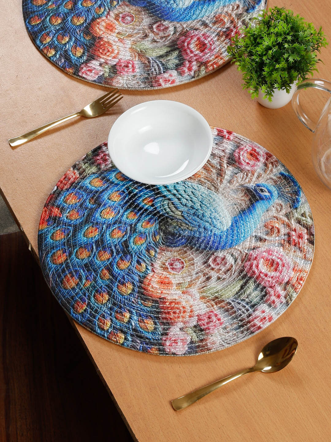 SOKNACK Blue & Pink 4 Pieces Digital Printed Table Placemats