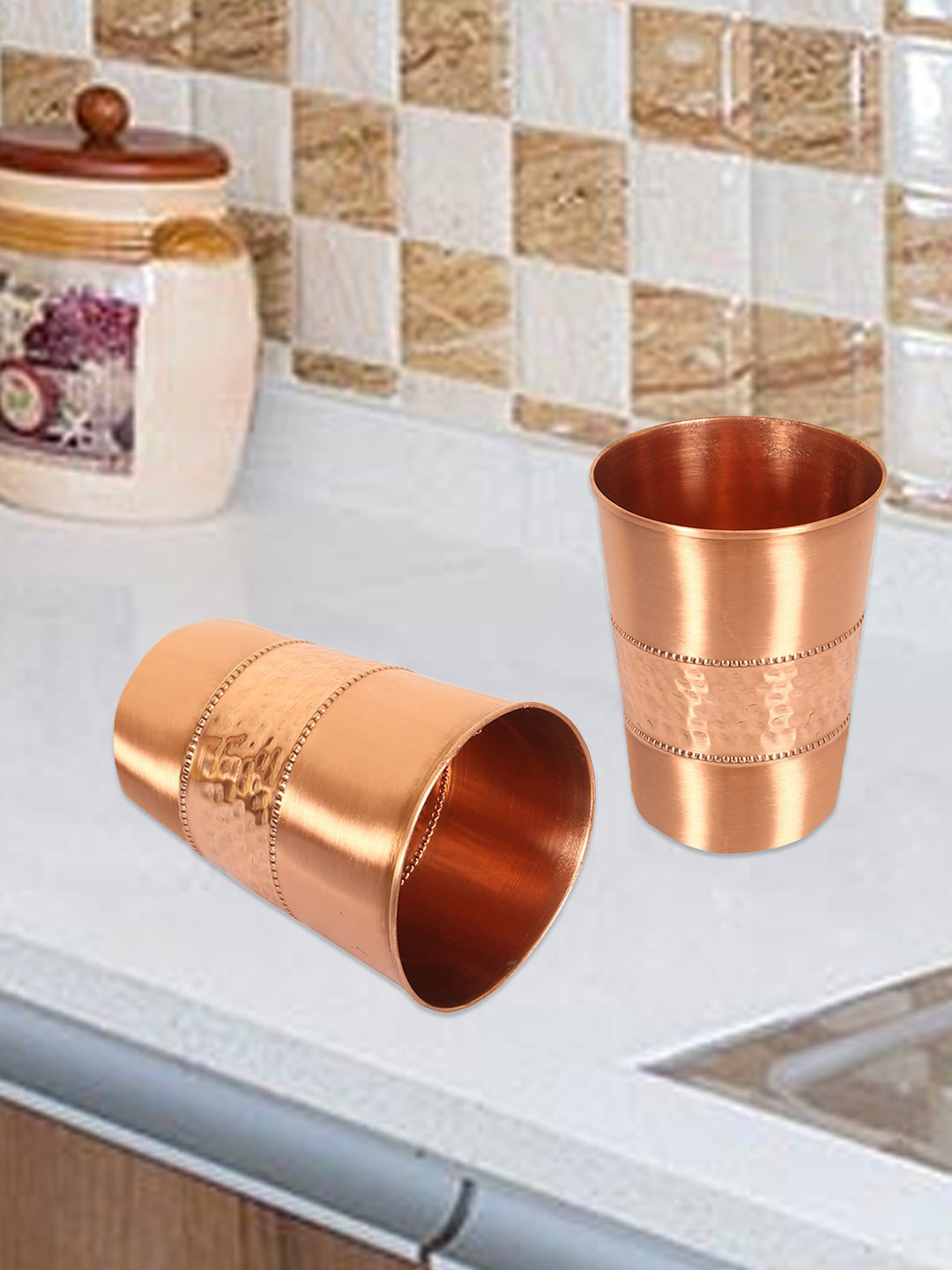 Kuber Industries Set of 3 Copper Glass - 200 ml