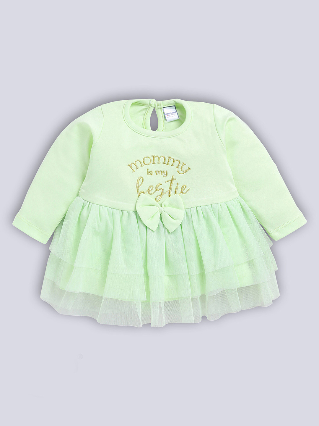 Moms Love Girls Typography Printed Cotton A-Line Layered Dress