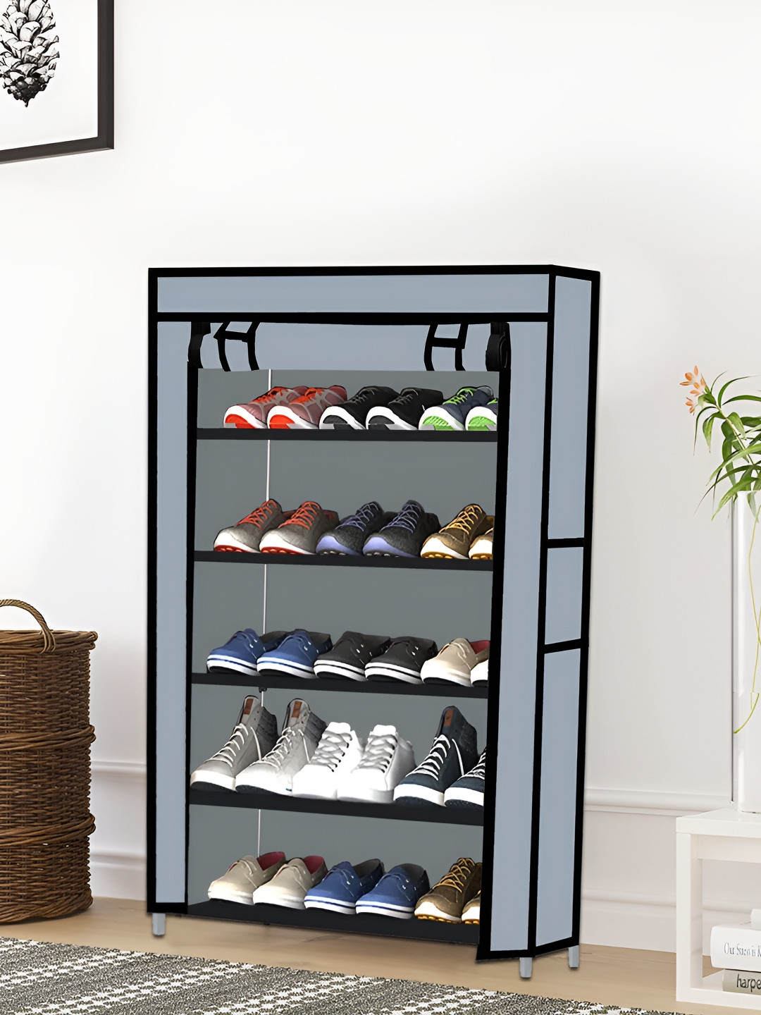 Urban Choice Grey  5Pcs Tier Non-Woven Rectangle Multi Purpose Rack