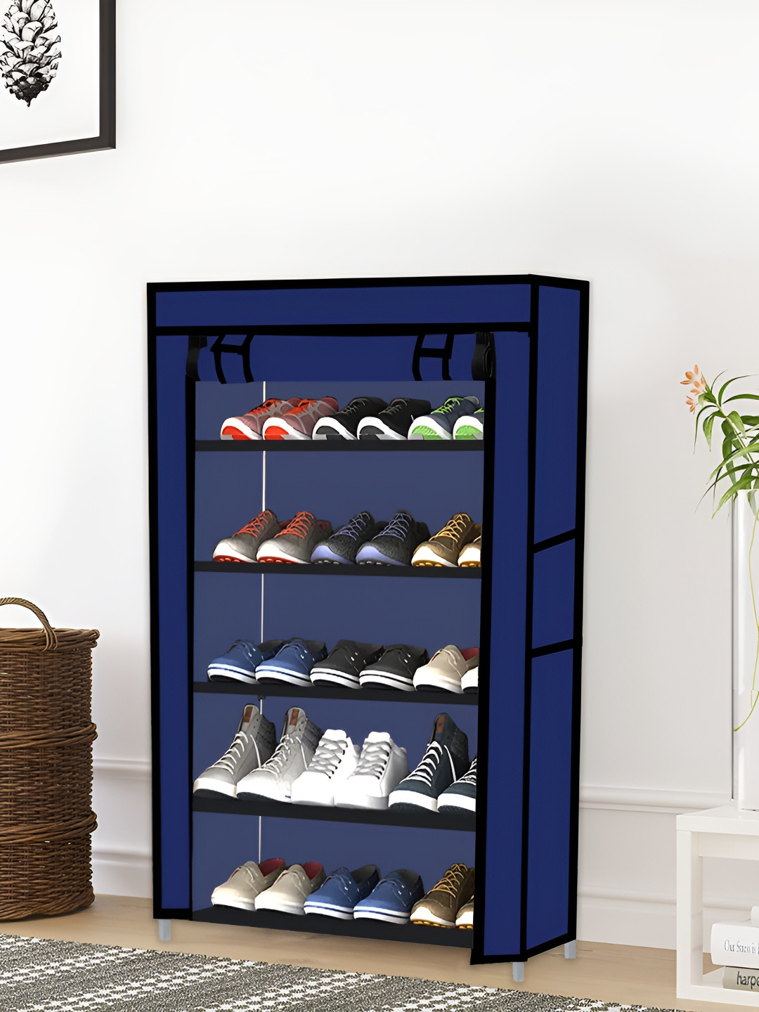 Urban Choice Blue 5 Layers Non Woven Fabric Shoes Racks