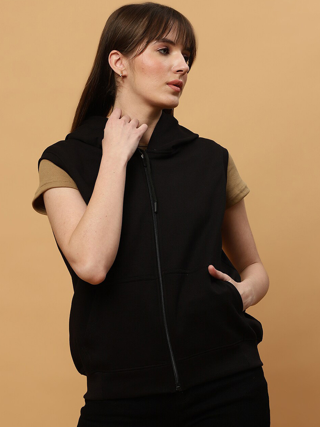 UnaOne Hooded Sleeveless Cotton Bomber Jacket