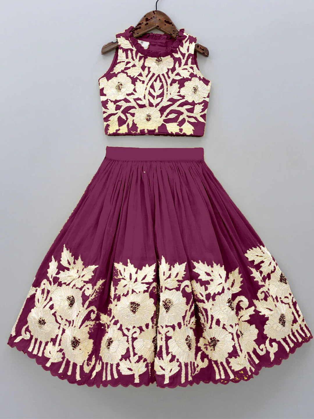 BAESD Girls Embroidered Thread Work Ready to Wear Lehenga Choli