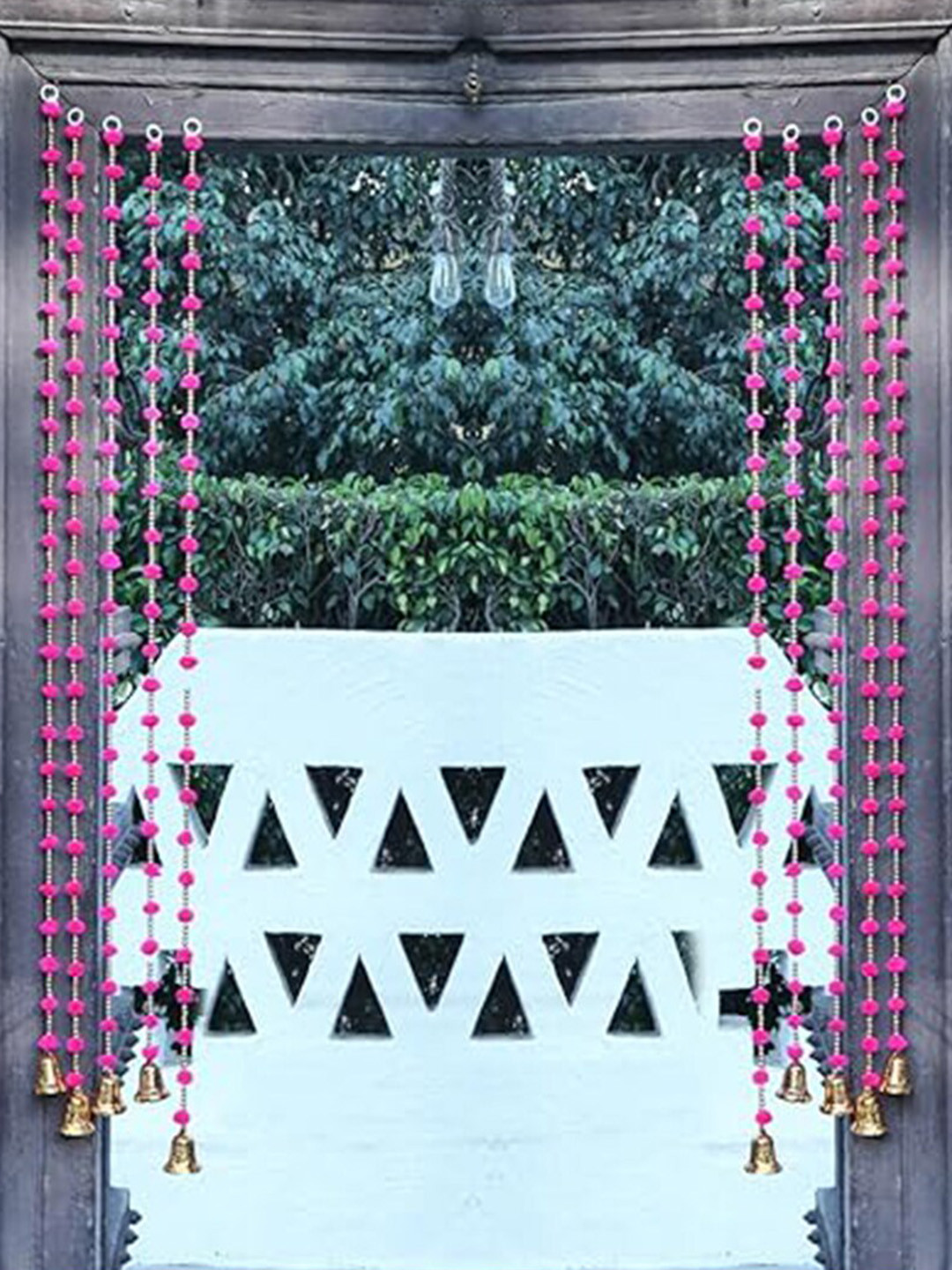 Kaameri Bazaar Magenta 10 Pcs Strings Pom Pom Hanging