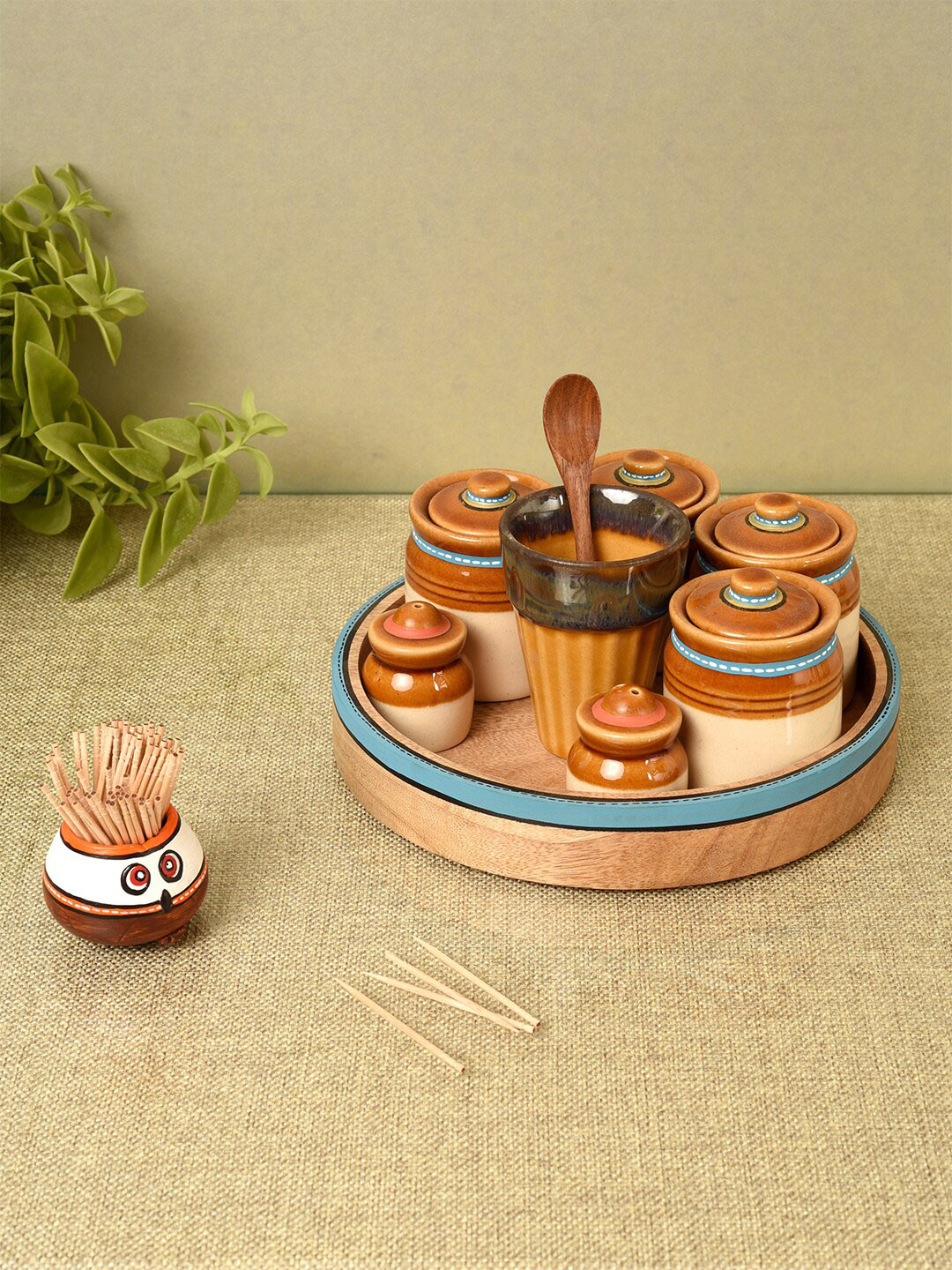 AAKRITI ART CREATIONS Brown Wood Spice Box