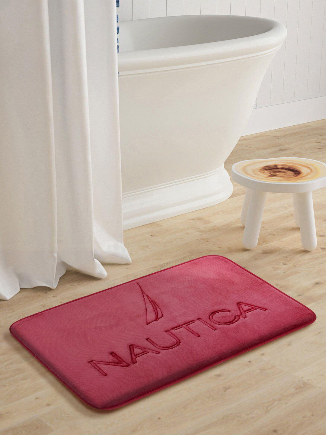 Nautica Maroon 2000 GSM Anti-Skid Bath Mat