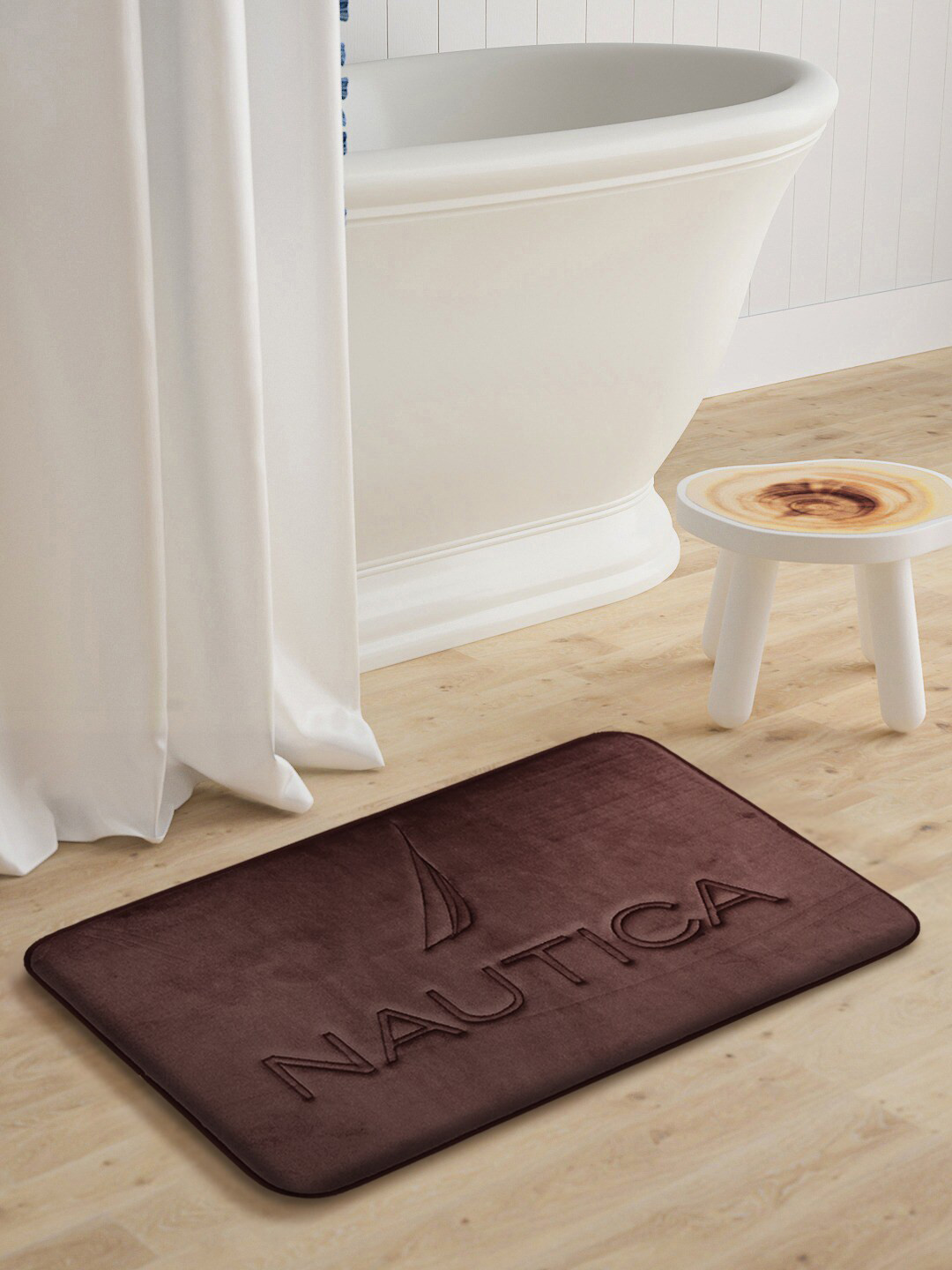 Nautica Brown 2000 GSM Anti-Skid Bath Mat
