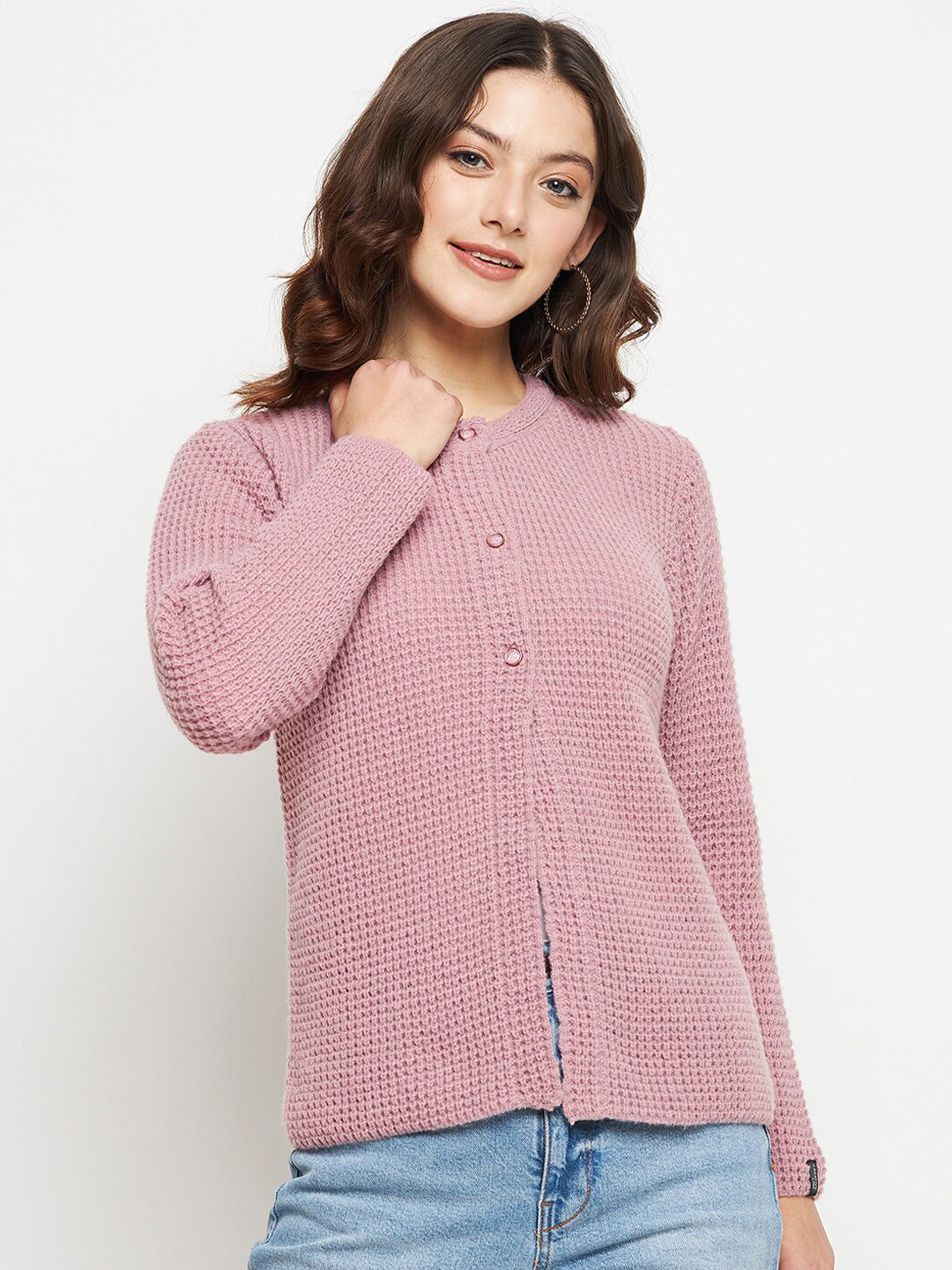 CREATIVE LINE Self Design Long Sleeves Woollen Cardigan Sweater