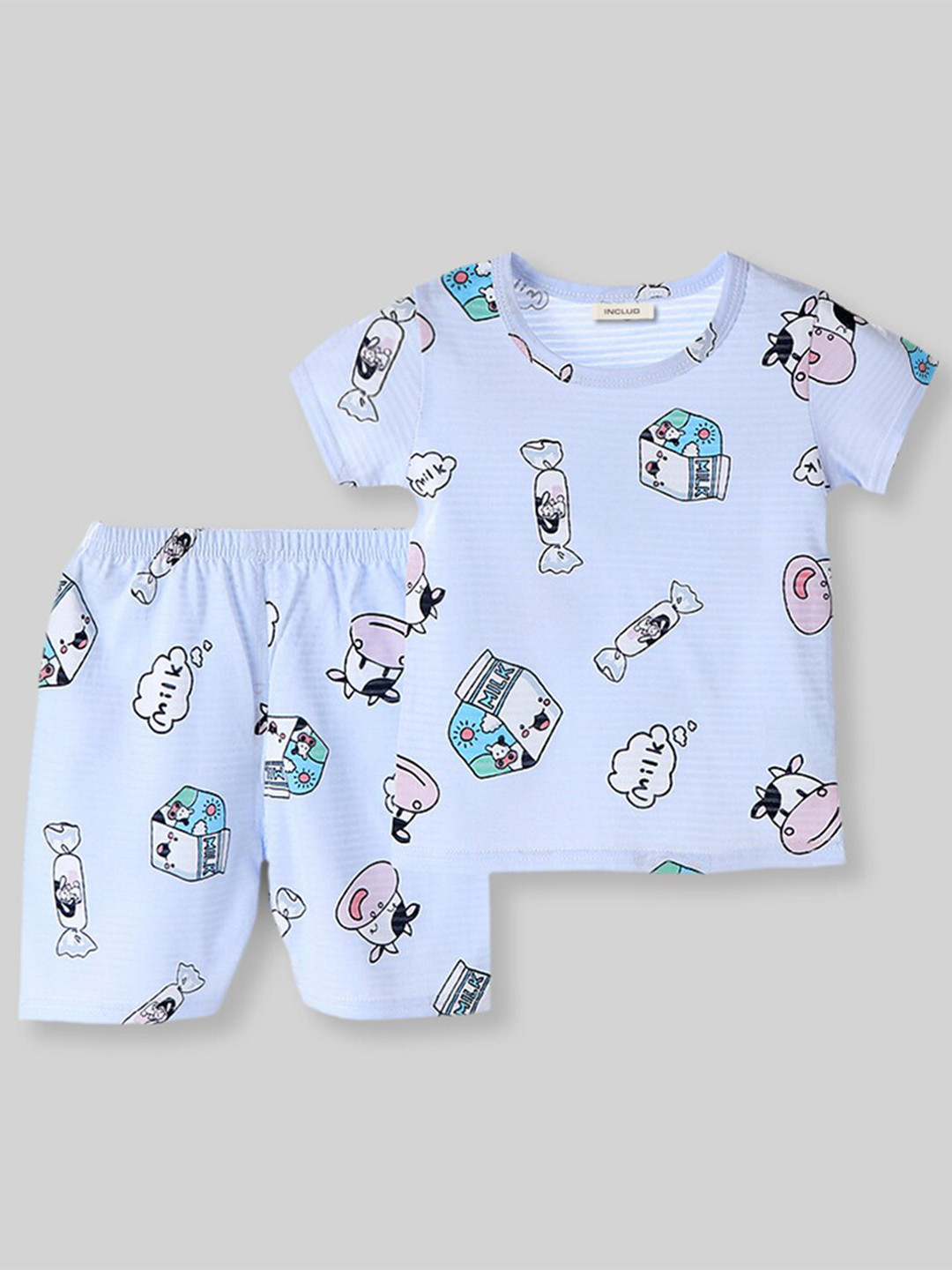 INCLUD Boys Conversational Printed T-Shirt With Shorts