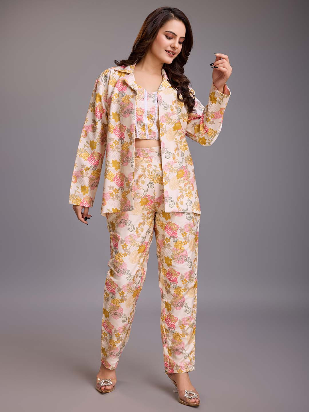 HOUSE OF MIRA Printed Organic Cotton Top With Trouser & Blazer