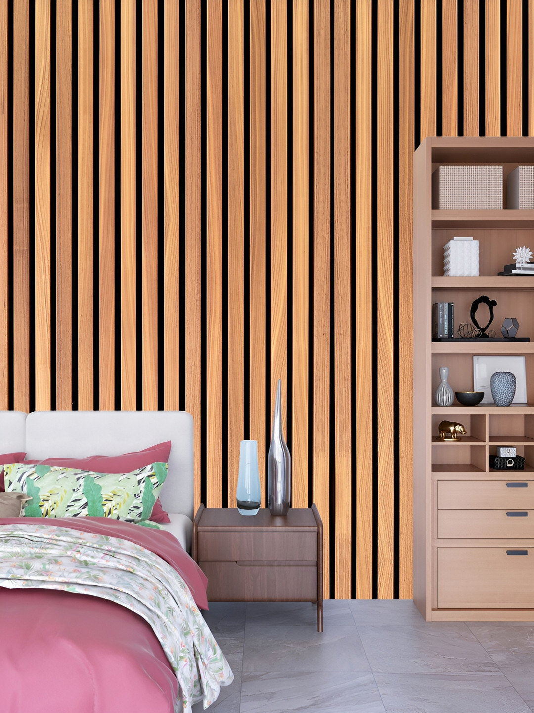 DWELLSINDIA Brown & Black Vertical Wood Design Printed Self Adhesive Wallpaper