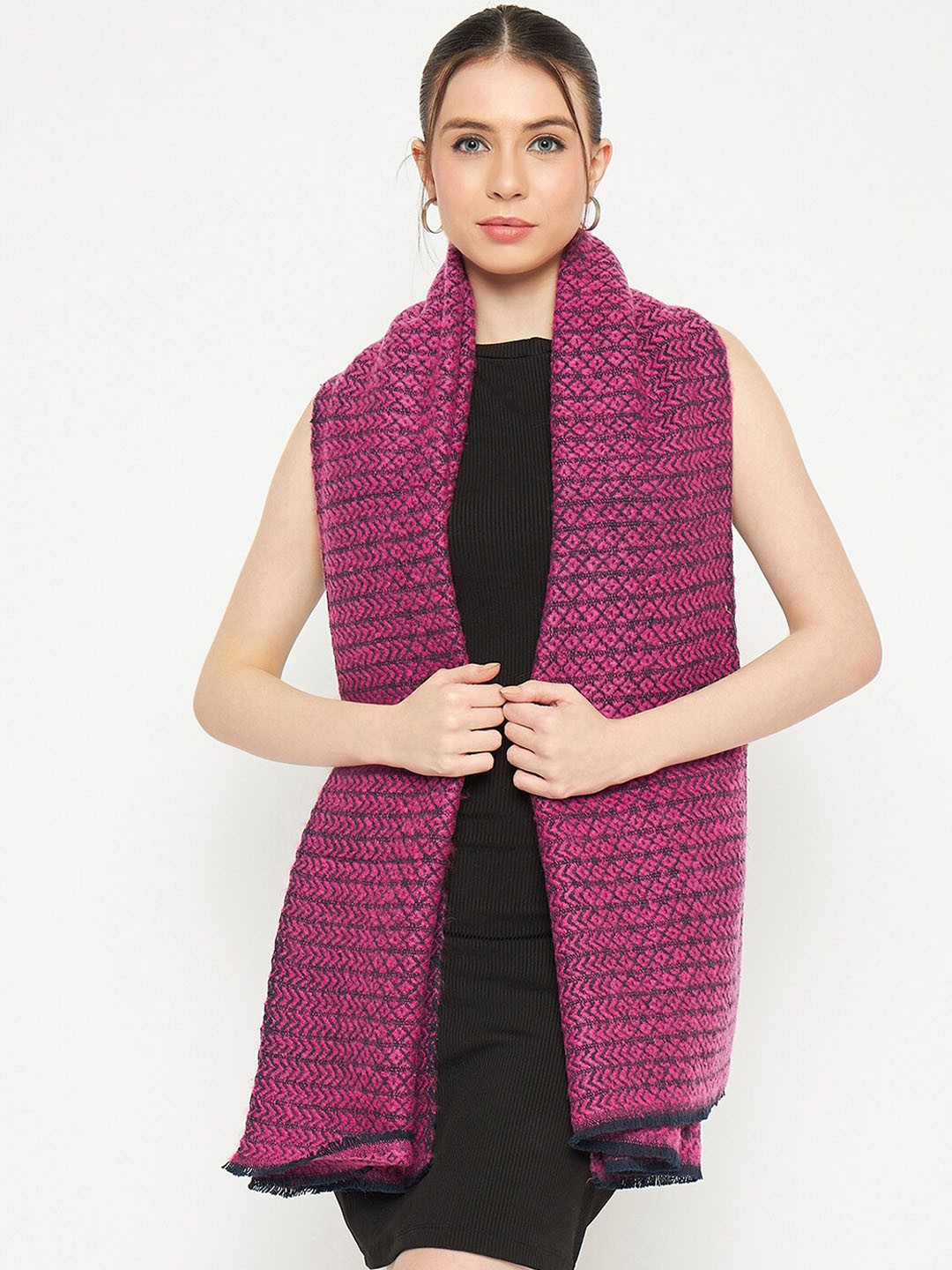CREATIVE LINE Geometric Self Design Woolen Stole