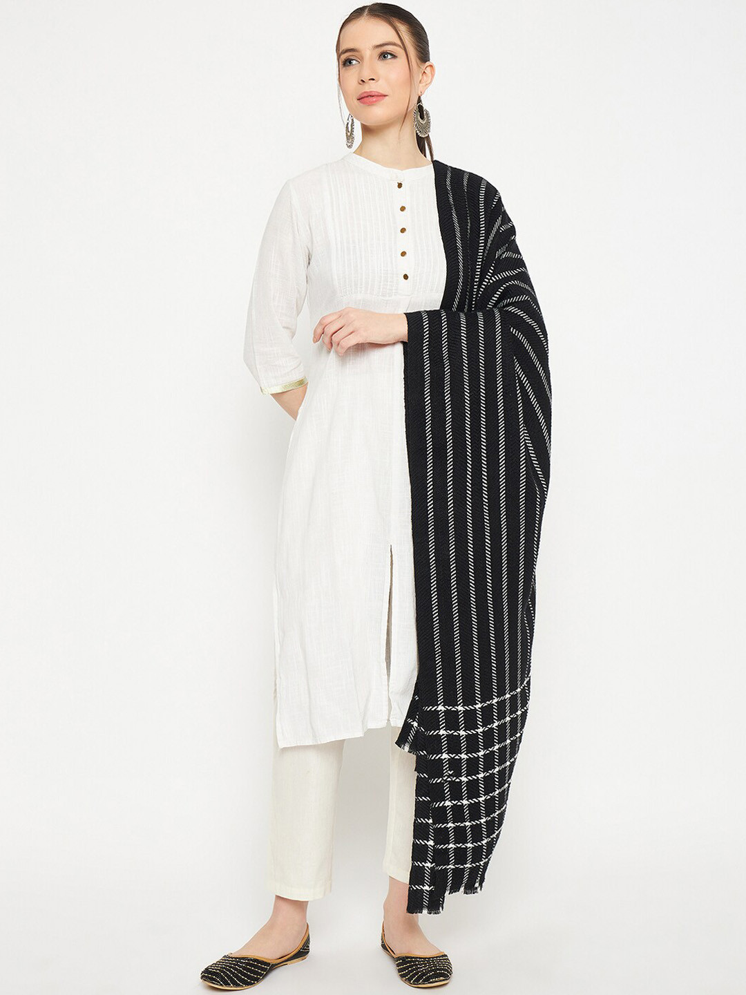 CREATIVE LINE Checked Woollen Acrylic Shawl