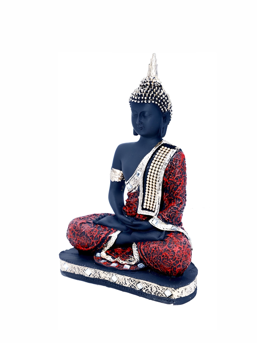 GW CREATIONS Lord Gautam Buddhain Meditating Position Black Polyresin Matte Home Office Medium Showpiece - 6.3 Inches