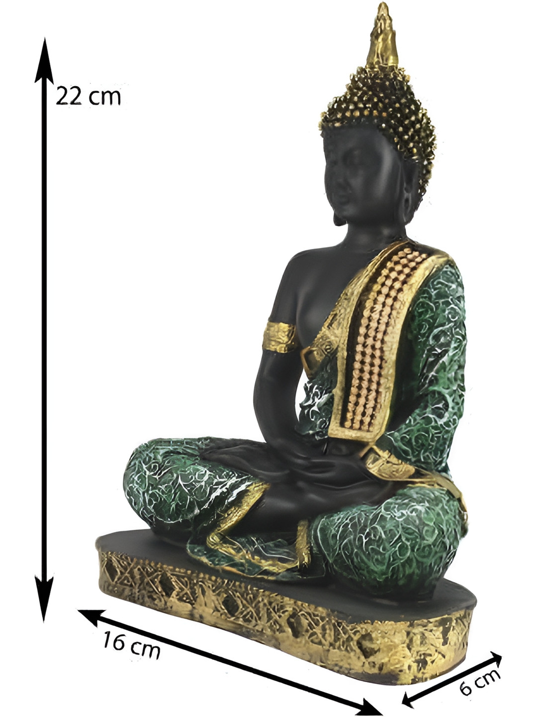 GW CREATIONS Gautam Buddha Meditating Position Black Polyresin Matte Living Room Medium Showpiece - 9.4 Inches